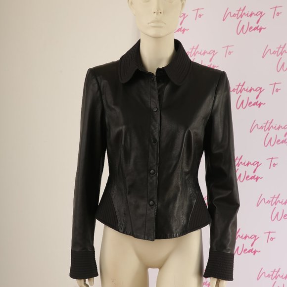 ARMANI COLLEZIONI leather jacket. Size 8. - Picture 1 of 7